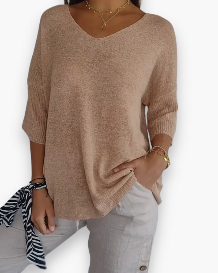 Kyrella | Casual V-Neck Knit Summer Shirt