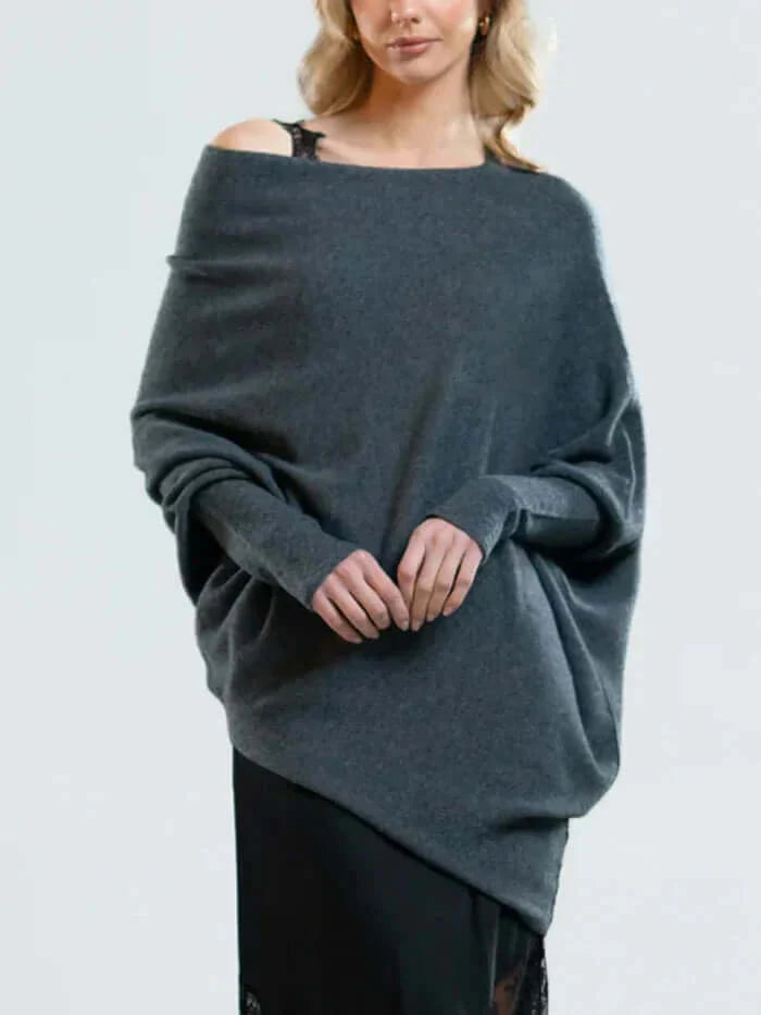 Women’s Asymmetric Draped Knitted Sweater | Soft & Warm