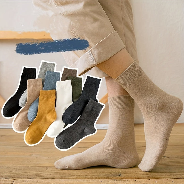 10 Pairs of Men's Cotton Blend Crew Socks | 10 Unique Colors
