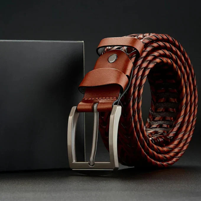 Men’s Braided Design & Polished Buckler Belt