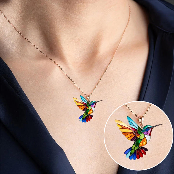 Colorful Hummingbird Necklace | Aurea Statement Pendant
