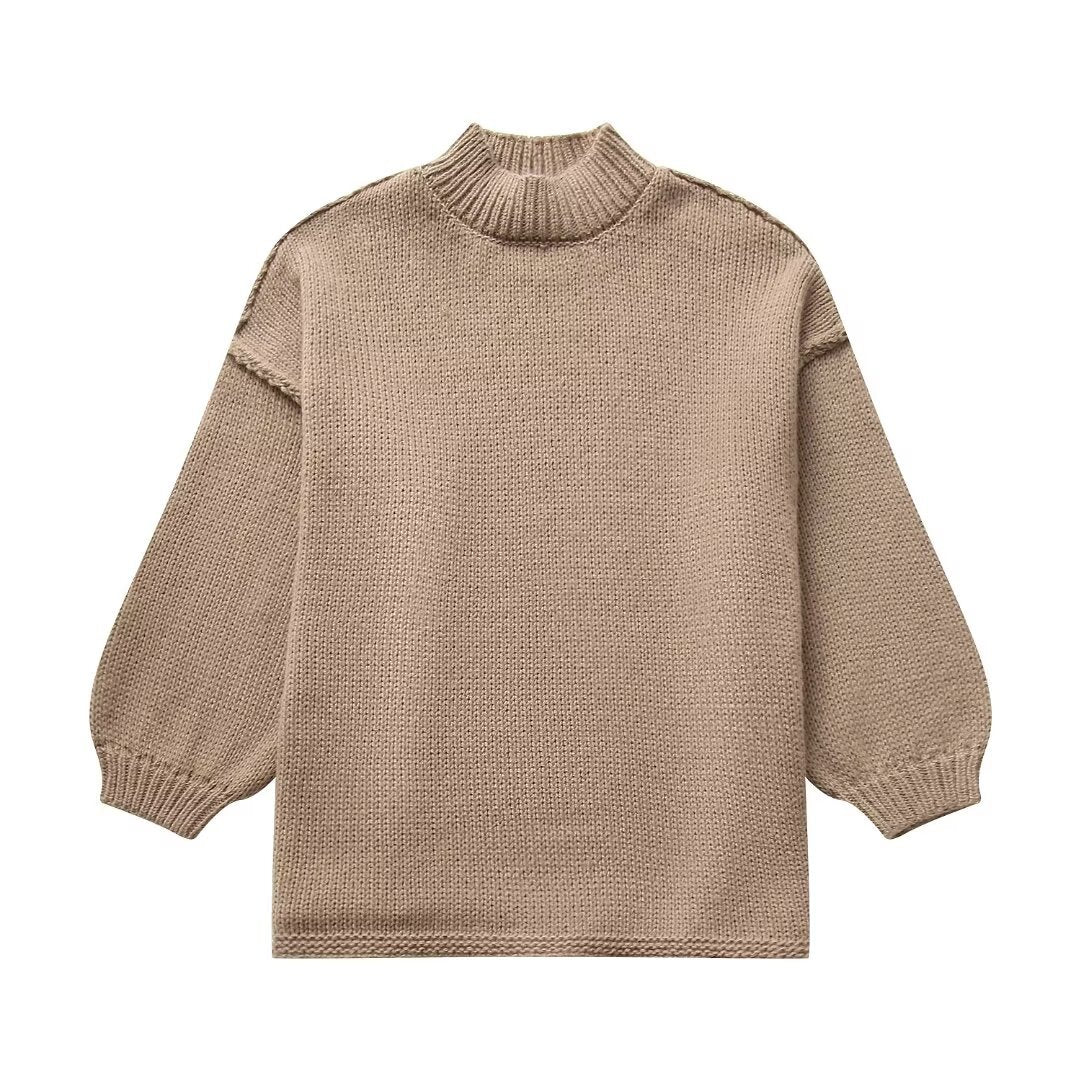 Casual All-Match Round-Neck Long-Sleeve Knitted Sweater