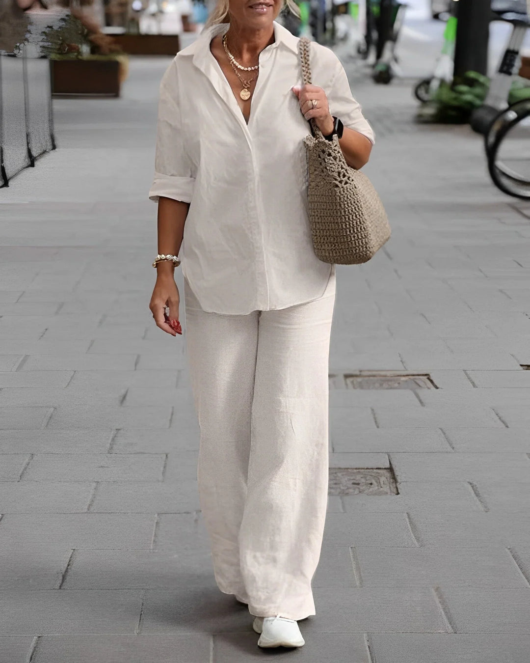 Syrena | Women's 2‑Piece Outfit with Button-Up Shirt & Wide-Leg Pants