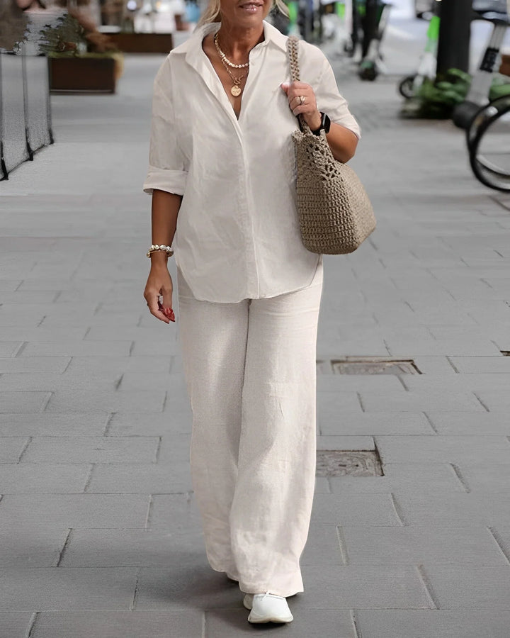 Syrena | Women's 2‑Piece Outfit with Button-Up Shirt & Wide-Leg Pants