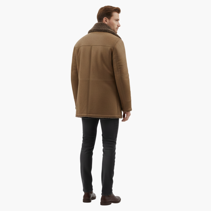Men’s Winter Coat | Large Collar Button-Up Jacket
