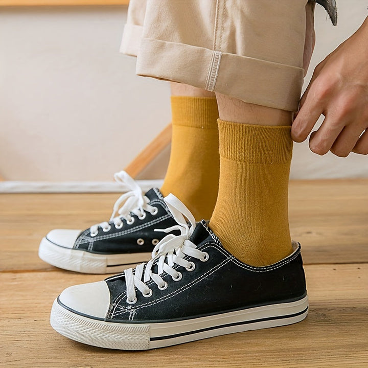 10 Pairs of Men's Cotton Blend Crew Socks | 10 Unique Colors