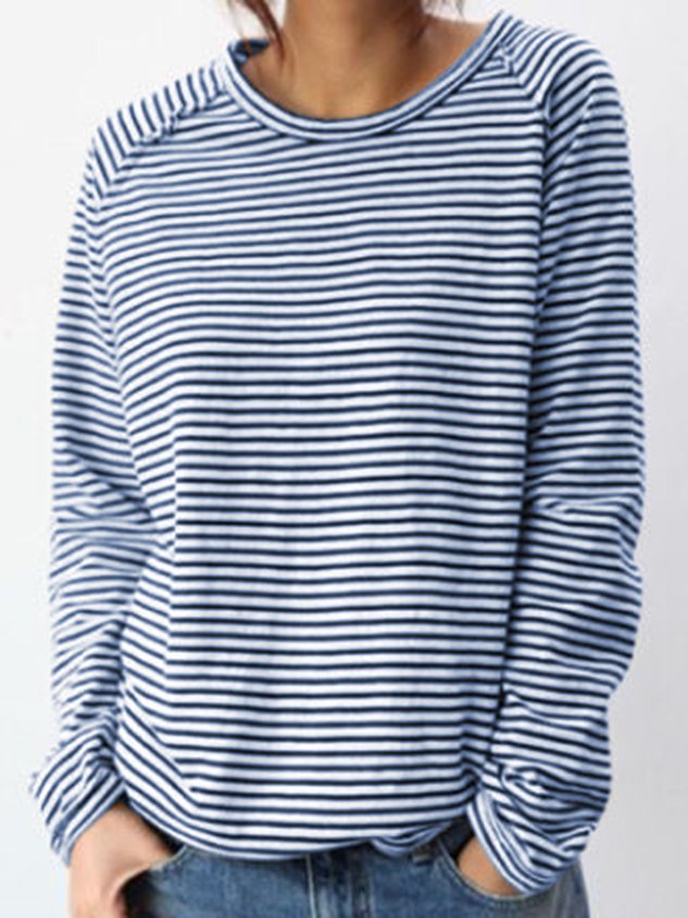 Women’s Striped Casual Long-Sleeve Top | Relaxed Fit