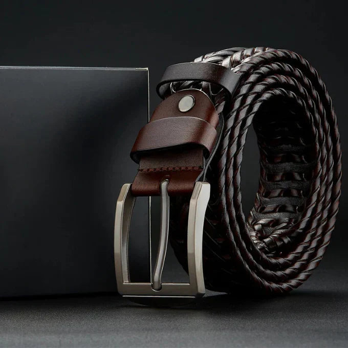 Men’s Braided Design & Polished Buckler Belt