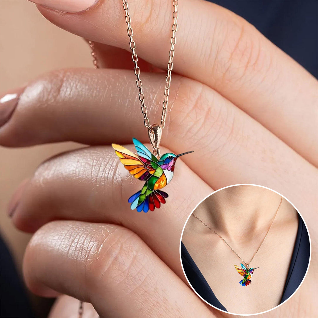 Colorful Hummingbird Necklace | Aurea Statement Pendant