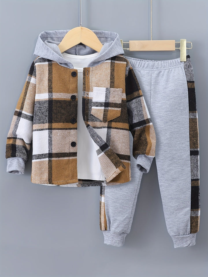 Boys 2-Piece Lounge Set | Checkered Hoodie & Sweatpants