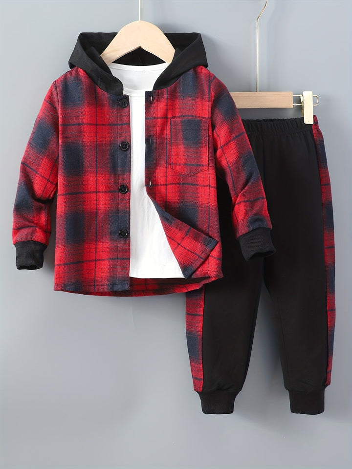 Boys 2-Piece Lounge Set | Checkered Hoodie & Sweatpants