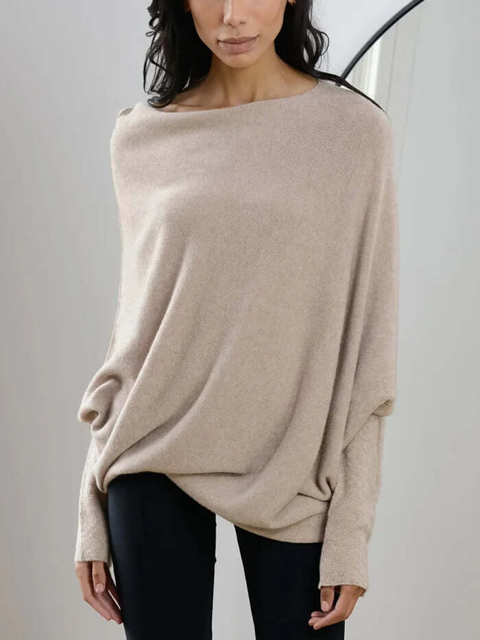 Women’s Asymmetric Draped Knitted Sweater | Soft & Warm