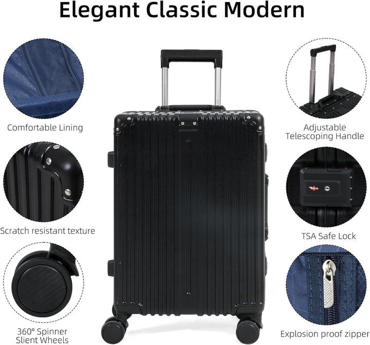 Durable Aluminum Carry-On Suitcase | TSA Lock & Quiet Wheels