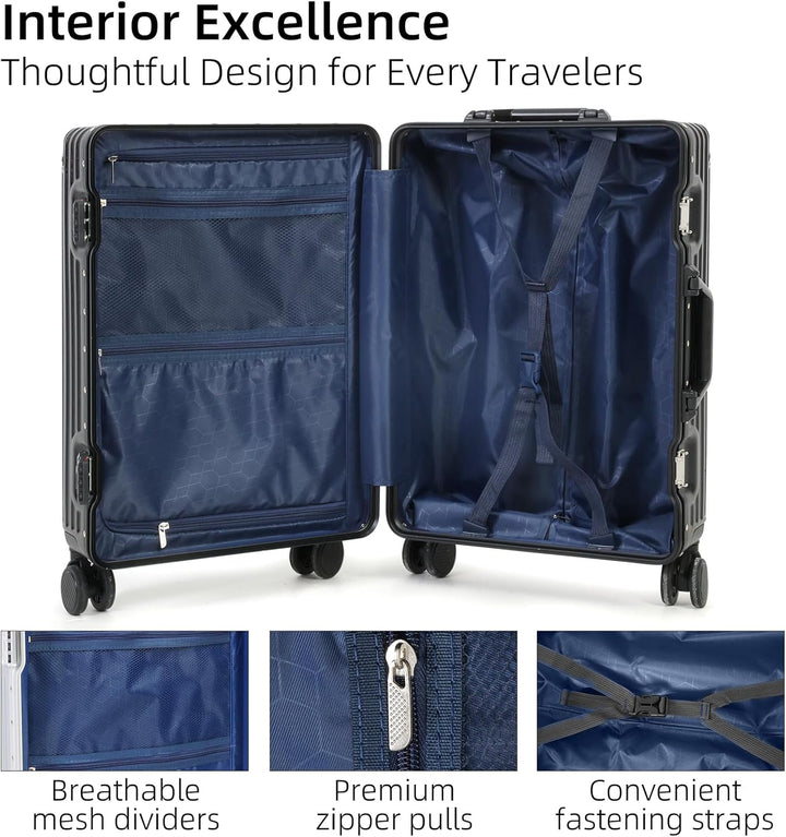 Durable Aluminum Carry-On Suitcase | TSA Lock & Quiet Wheels