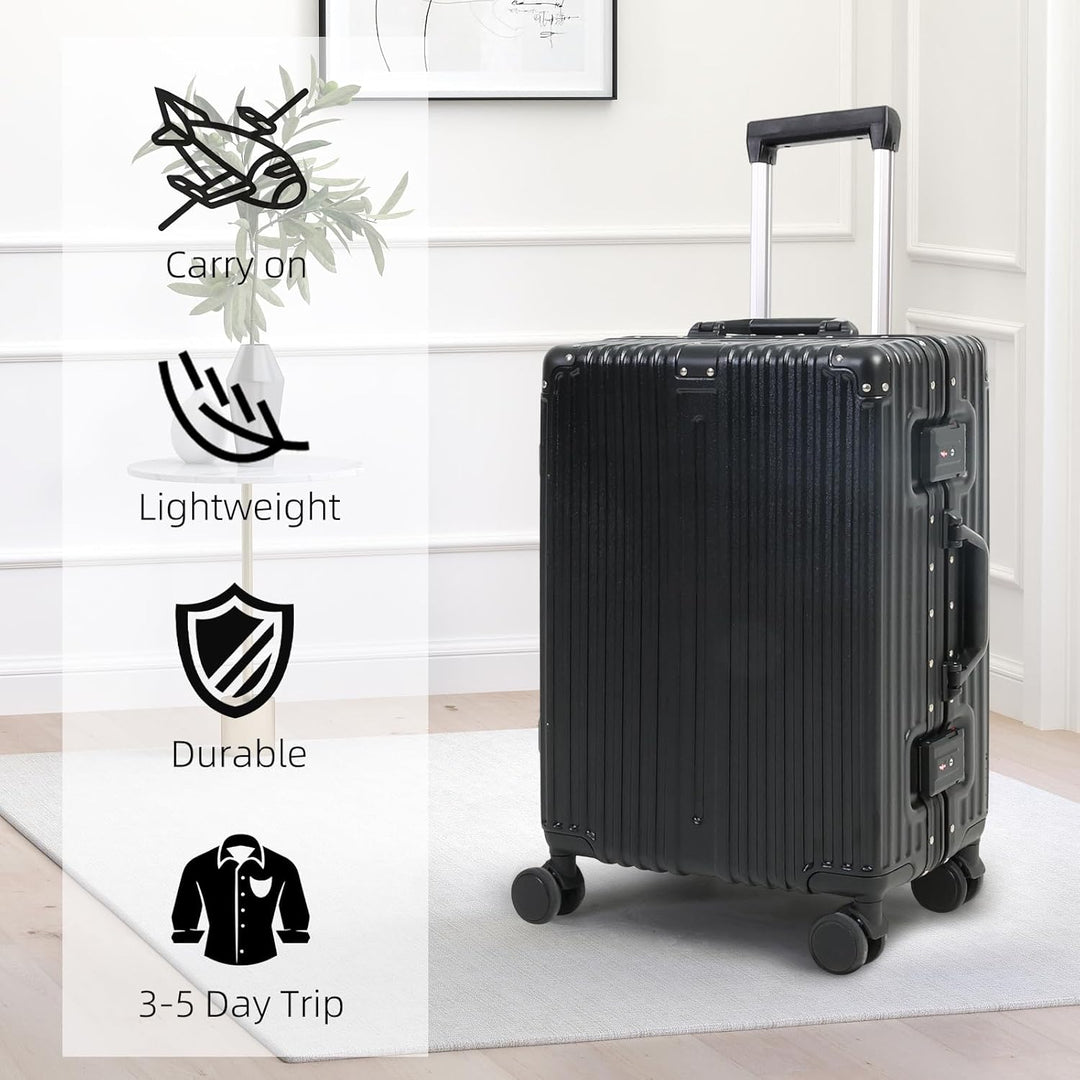 Durable Aluminum Carry-On Suitcase | TSA Lock & Quiet Wheels
