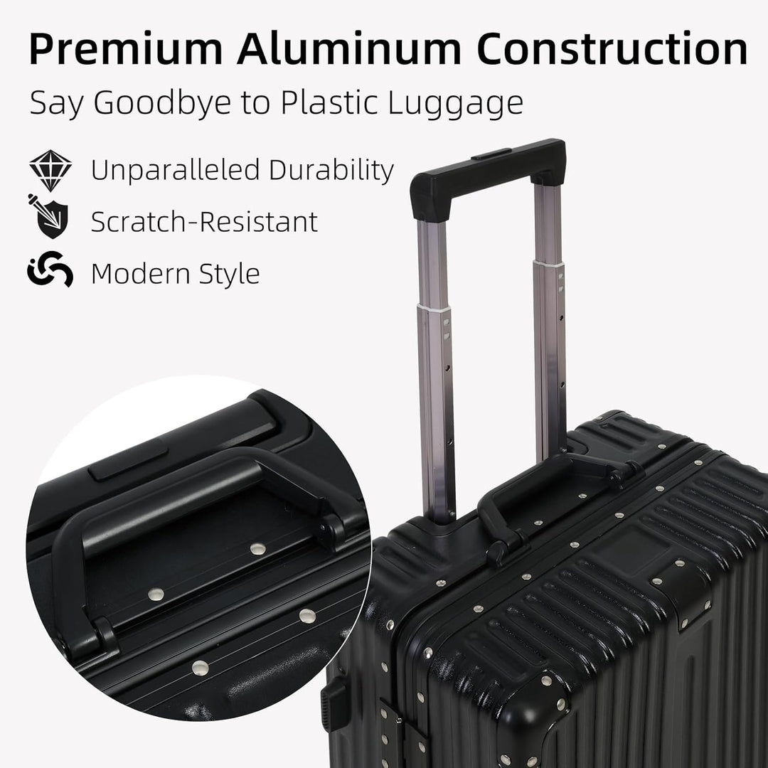 Durable Aluminum Carry-On Suitcase | TSA Lock & Quiet Wheels
