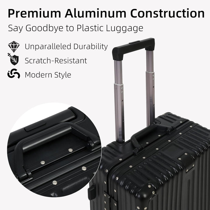 Durable Aluminum Carry-On Suitcase | TSA Lock & Quiet Wheels
