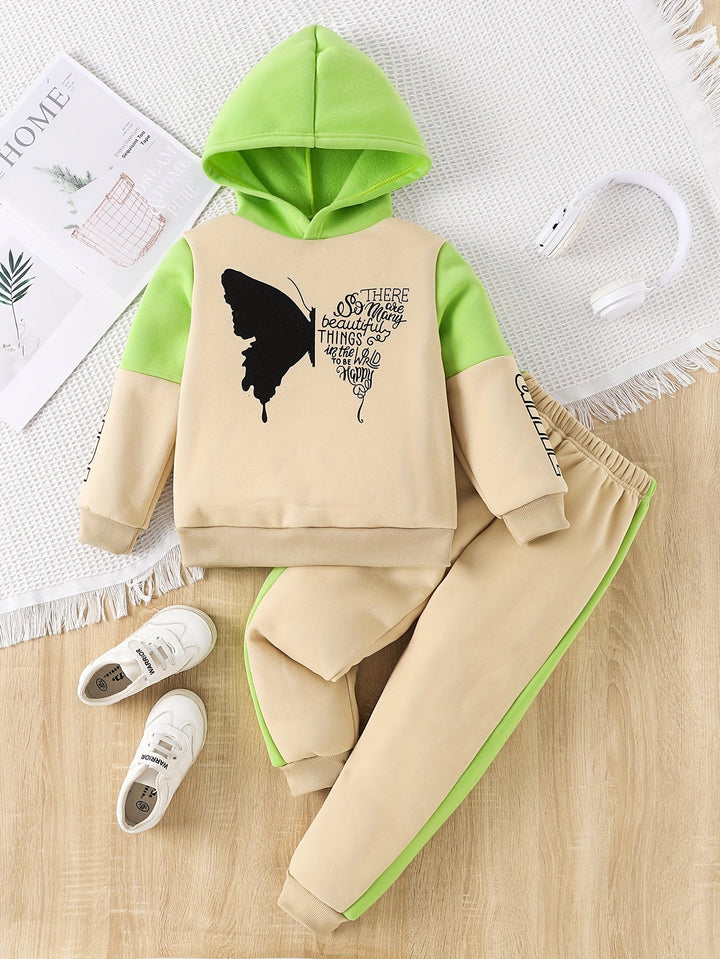Girls 2-Piece Fleece Set | Butterfly Print Hoodie & Pants