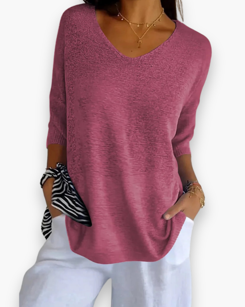 Kyrella | Casual V-Neck Knit Summer Shirt