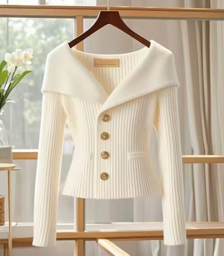 Knitted Cropped Cardigan | Elegant Short-Length Knit Pullover