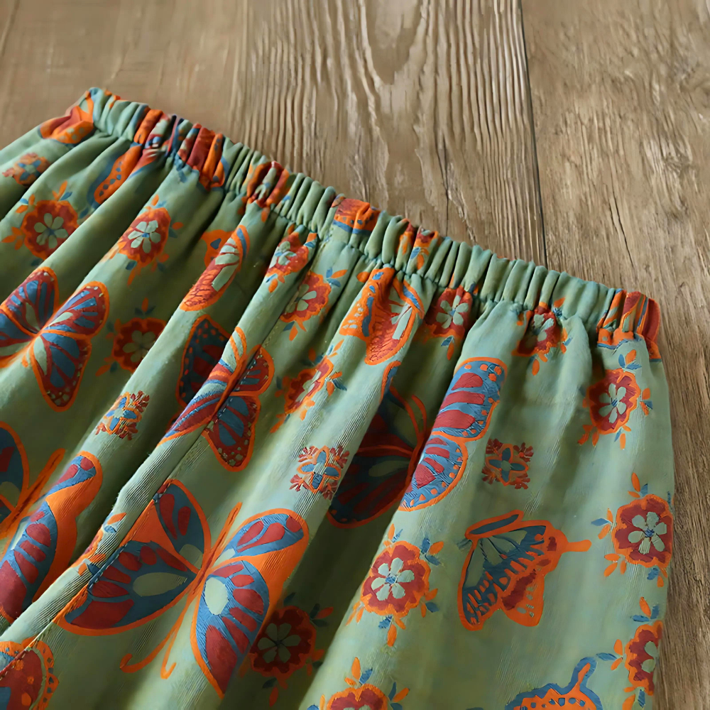 Women's 2-Piece Cotton Lounge Set | Butterfly Print Top & Pants