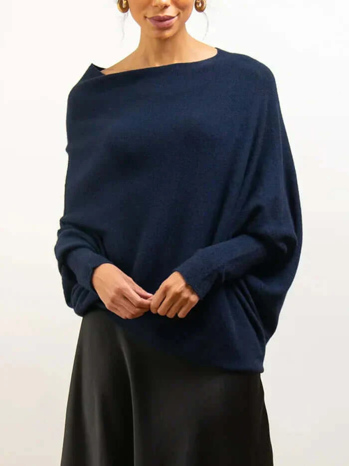 Women’s Asymmetric Draped Knitted Sweater | Soft & Warm