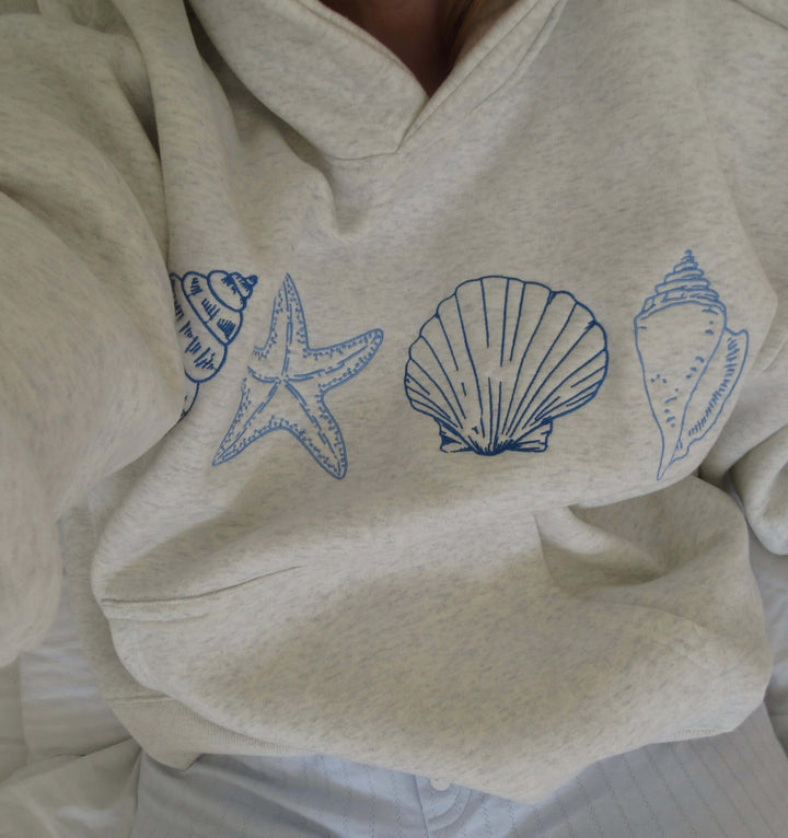 Women’s Seashell-Print Hoodie | Casual Cozy Pullover