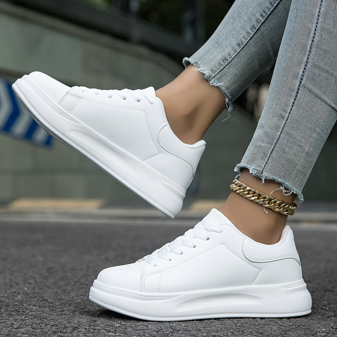 Women's Orthopedic White Leather Sneakers | Comfortable Footwear