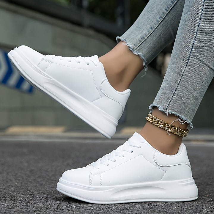 Women's Orthopedic White Leather Sneakers | Comfortable Footwear