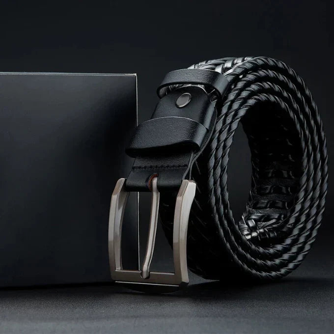 Men’s Braided Design & Polished Buckler Belt