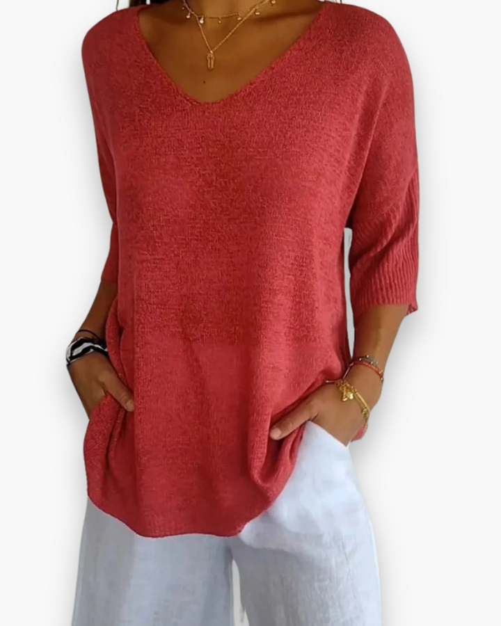 Kyrella | Casual V-Neck Knit Summer Shirt