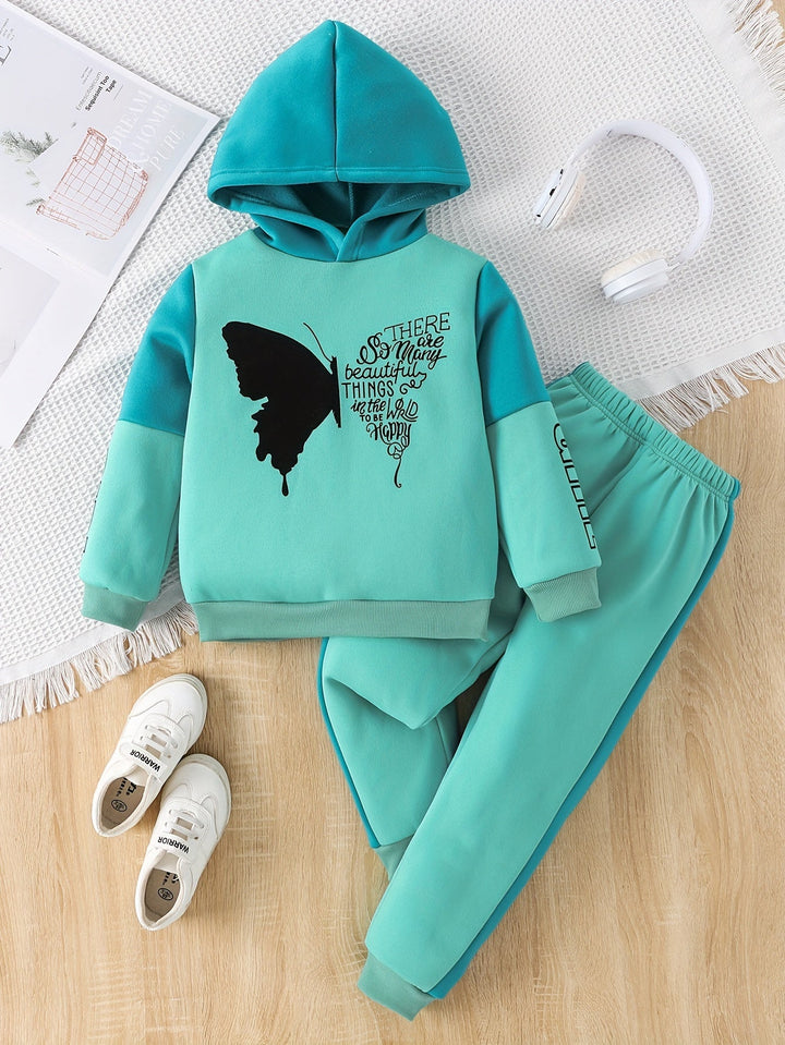 Girls 2-Piece Fleece Set | Butterfly Print Hoodie & Pants
