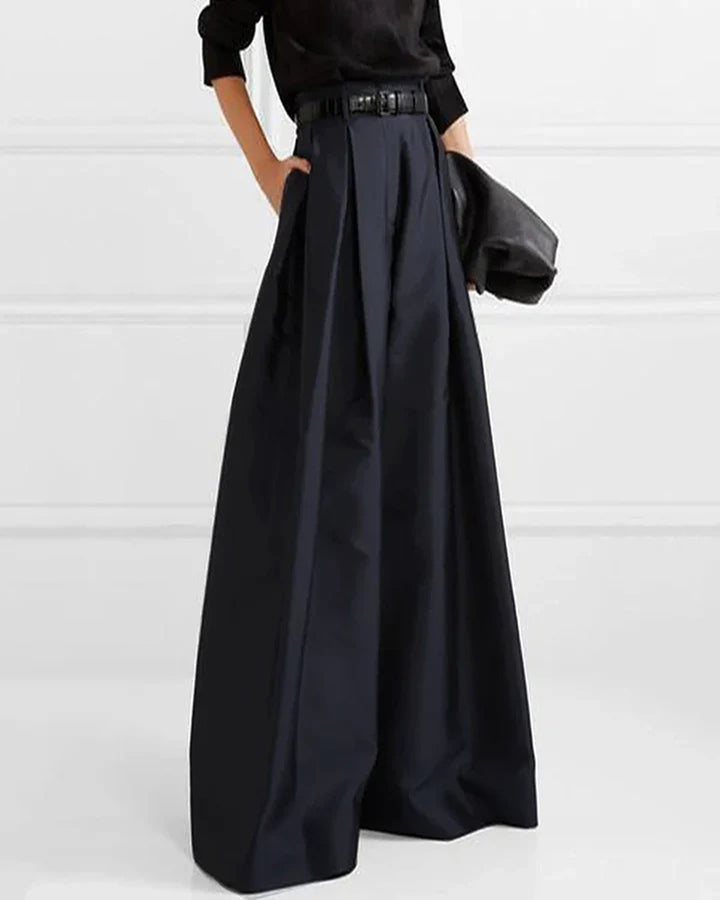 High-Waist A-Line Black Maxi Skirt | Elegant Long Skirt