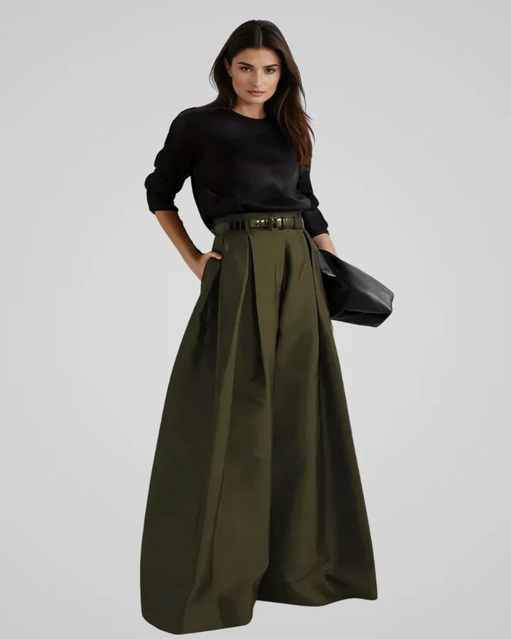 High-Waist A-Line Black Maxi Skirt | Elegant Long Skirt
