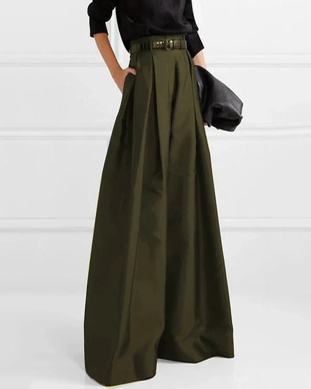 High-Waist A-Line Black Maxi Skirt | Elegant Long Skirt