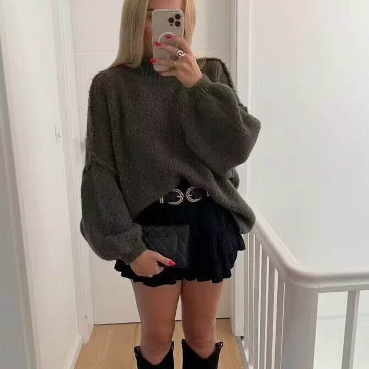 Casual All-Match Round-Neck Long-Sleeve Knitted Sweater