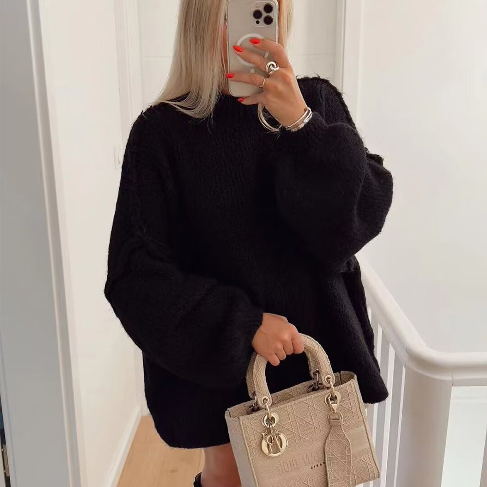 Casual All-Match Round-Neck Long-Sleeve Knitted Sweater