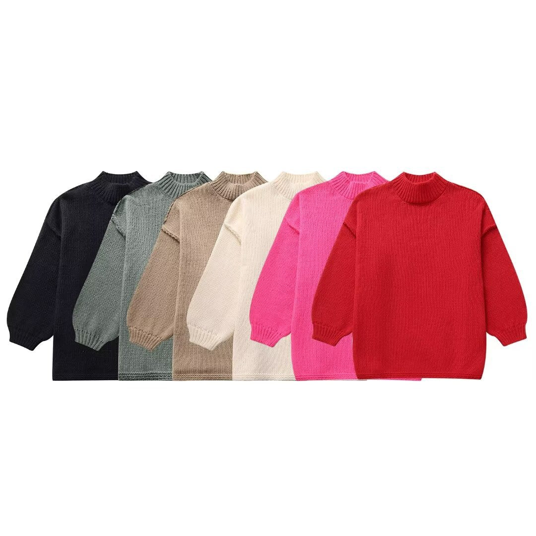 Casual All-Match Round-Neck Long-Sleeve Knitted Sweater