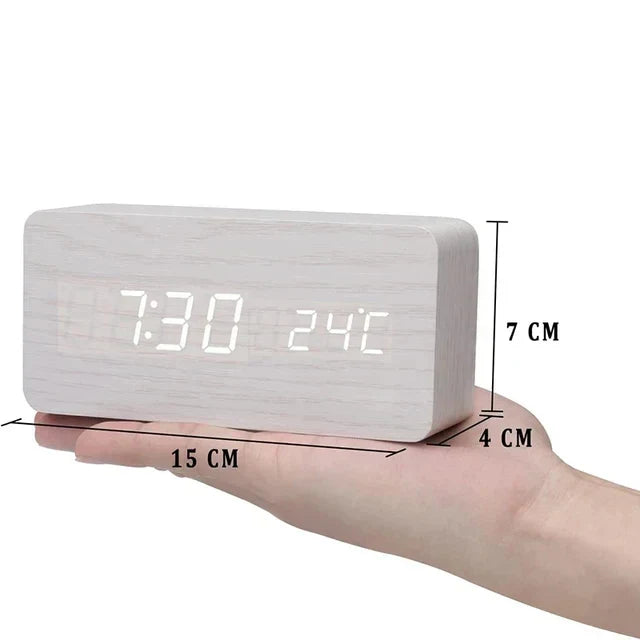 Wood Look LED Alarm Clock | Retro Digital Table Clock Gift