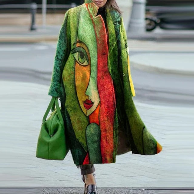 Elegant Long Coat for Women with Lapel Collar | Warm & Stylish