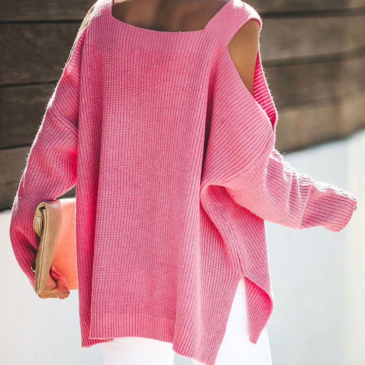 Women’s Sweater | Knit Pullover with Asymmetrical Neckline & Cut-Out