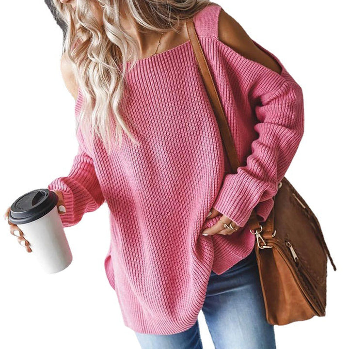 Women’s Sweater | Knit Pullover with Asymmetrical Neckline & Cut-Out