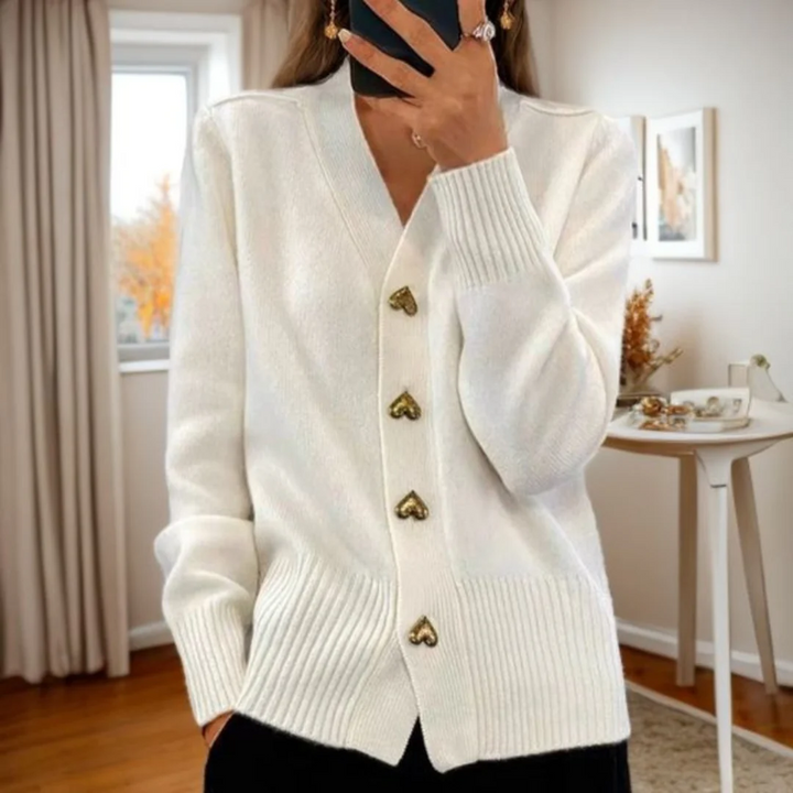 Women’s Heart-Button Cardigan | Stylish, Soft & Comfy