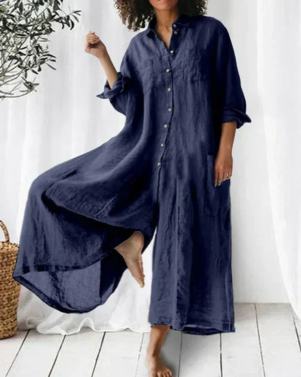 Cerise | Women's Elegant Linen-Cotton Jumpsuit