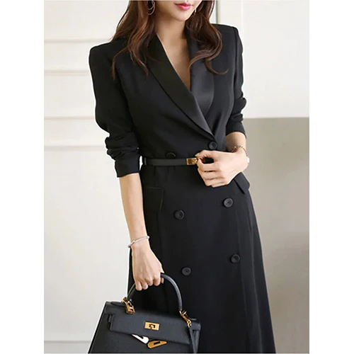 Elenia | Black Maxi Blazer Dress for Women