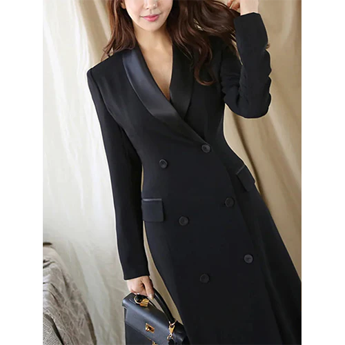Elenia | Black Maxi Blazer Dress for Women