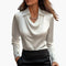 Women’s Satin Style Draped-Neck Long-Sleeve Blouse