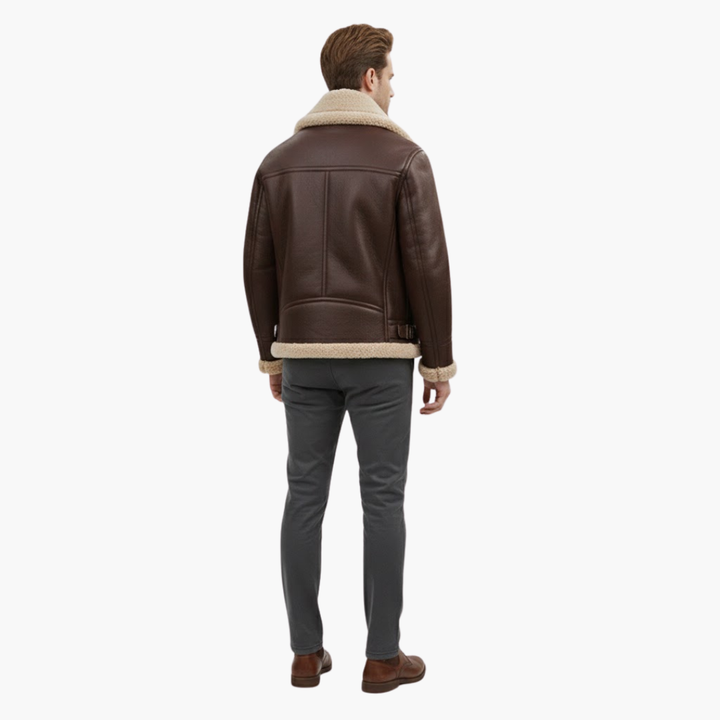 Men’s Aviator Bomber Jacket | Faux-Shearling Collar Zip-Up Winter Coat