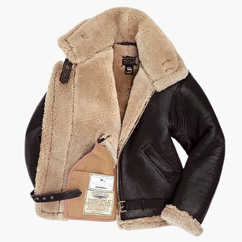 Men’s Aviator Bomber Jacket | Faux-Shearling Collar Zip-Up Winter Coat