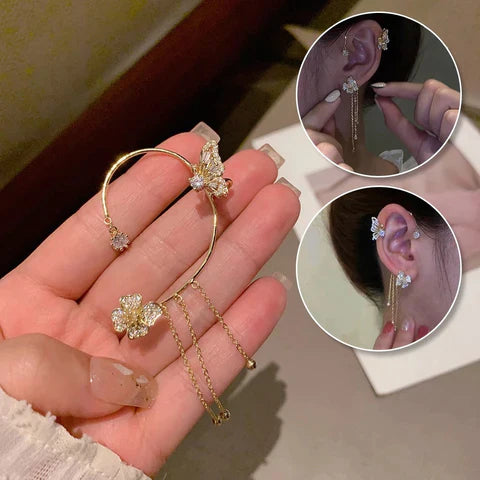 Sparkling Butterfly Ear Clips